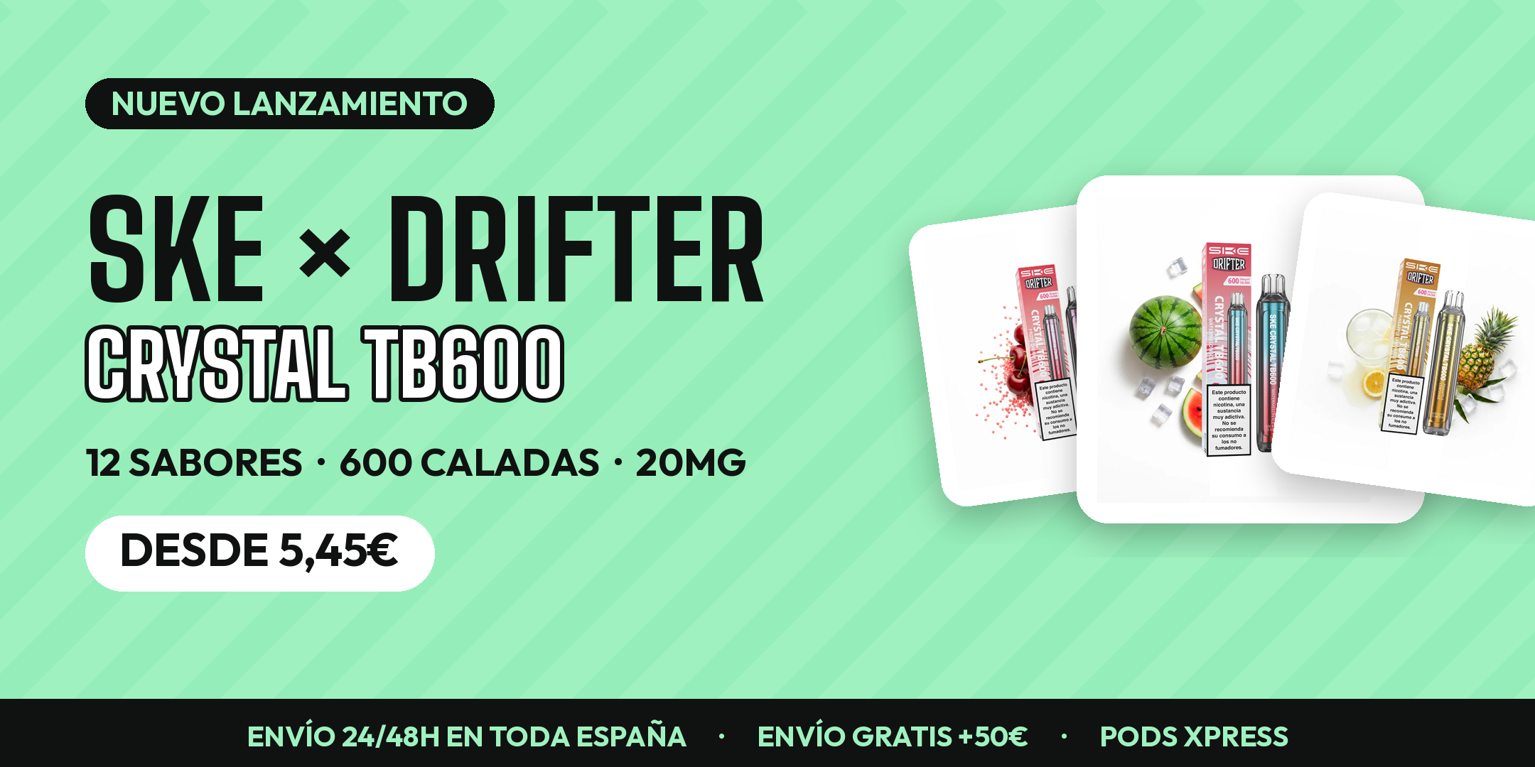 Banner lanzamiento SKE x Drifter Crystal TB600 - Pods Xpress