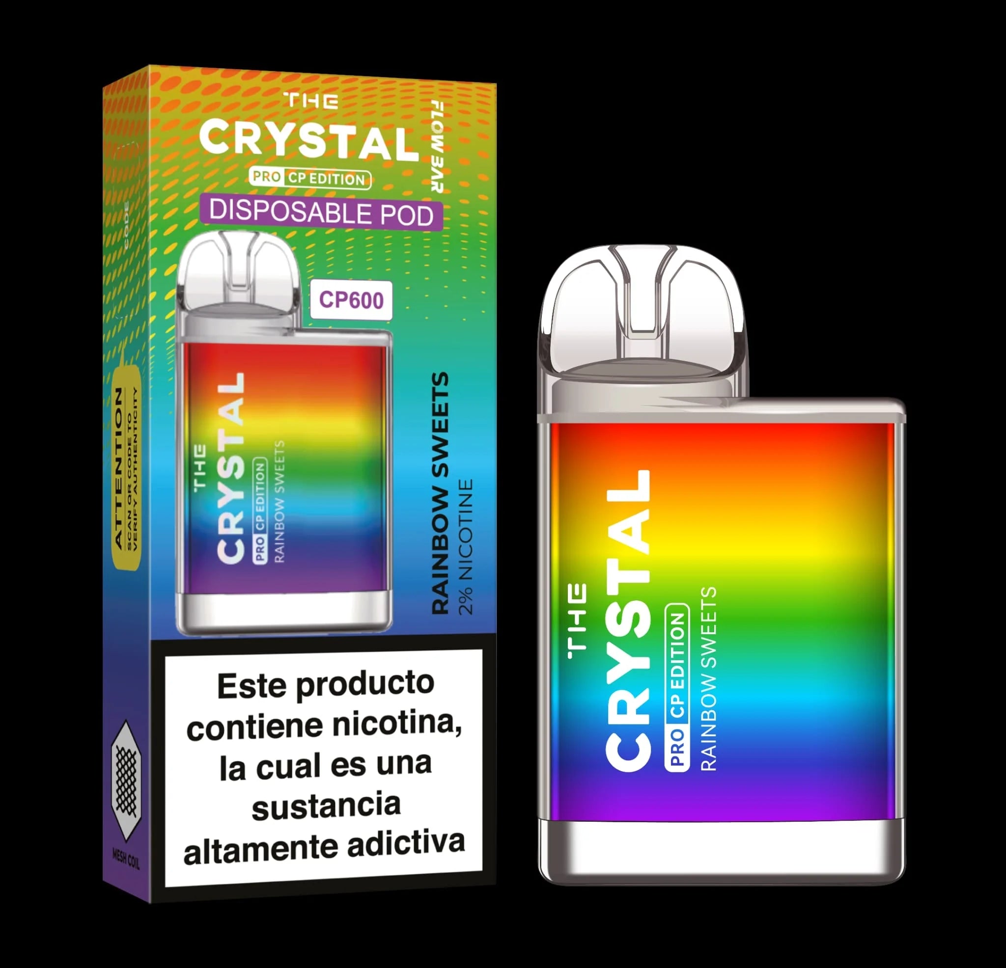 crystal cp600 pod desechable arcoiris