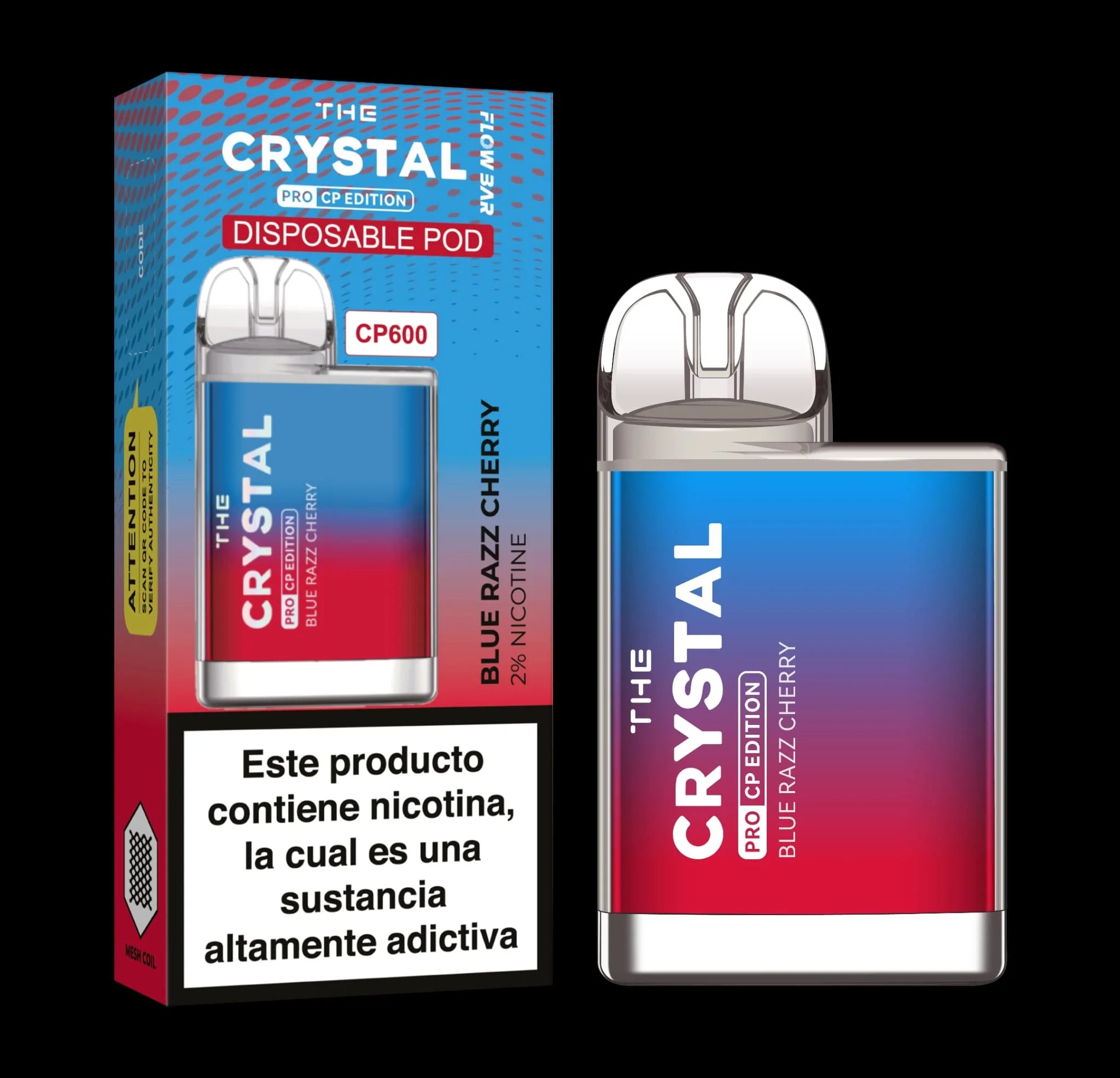crystal cp600 pod desechable frambuesa azul cereza