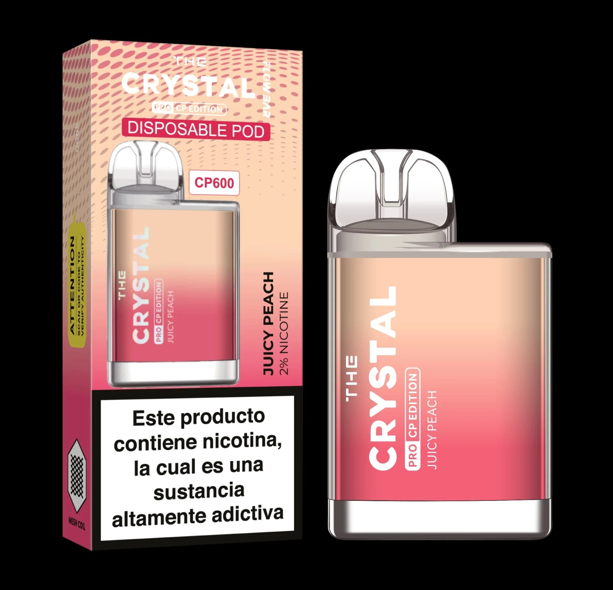 crystal cp600 pod desechable melocoton jugoso