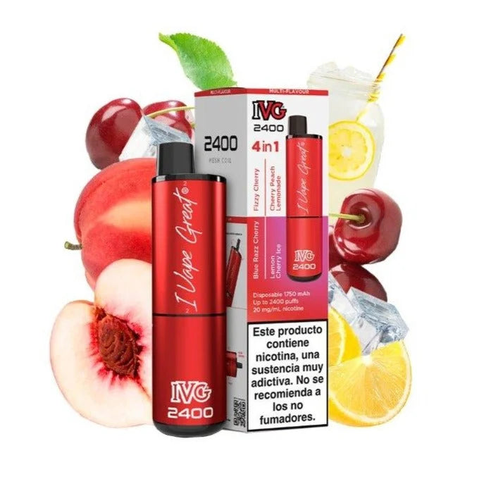 ivg 2400 4 en 1 vape desechable 20mg edicion cereza