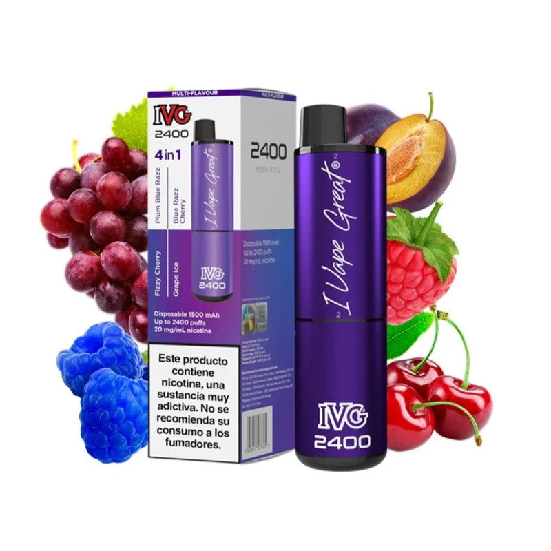 ivg 2400 4 en 1 vape desechable 20mg edicion morada