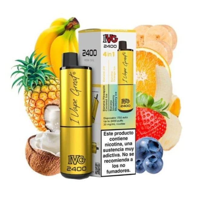 ivg 2400 4 en 1 vape desechable 20mg edicion platano